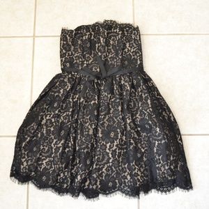 Strapless Black Lace Cocktail Dress